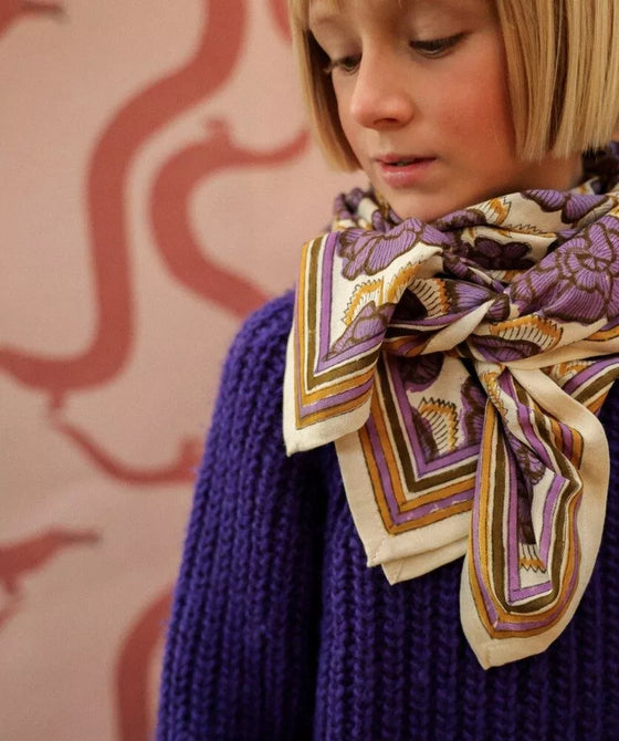 Grand foulard Georgia Purple Bellemme - accessoire mode coloré pour enfants et famille