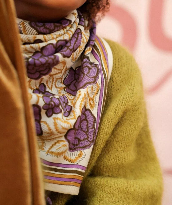 Grand foulard Georgia Purple Bellemme - accessoire mode coloré pour enfants et famille
