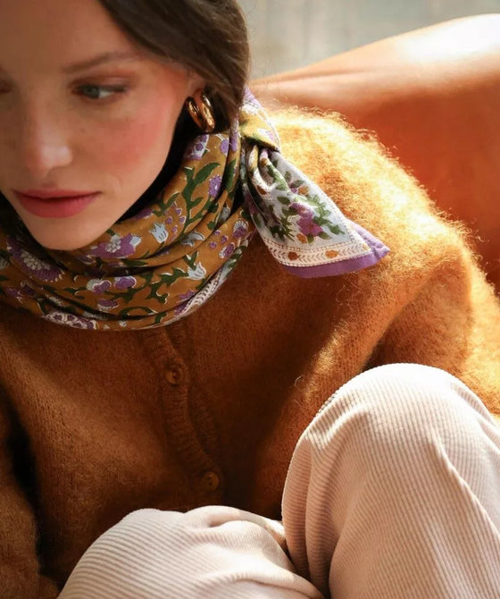 foulard fleuri Hope safran pour enfant et adulte Bellemme – foulard bohème famille