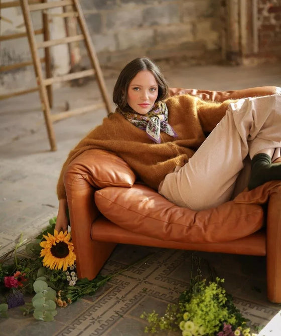 foulard fleuri Hope safran pour enfant et adulte Bellemme – foulard bohème famille