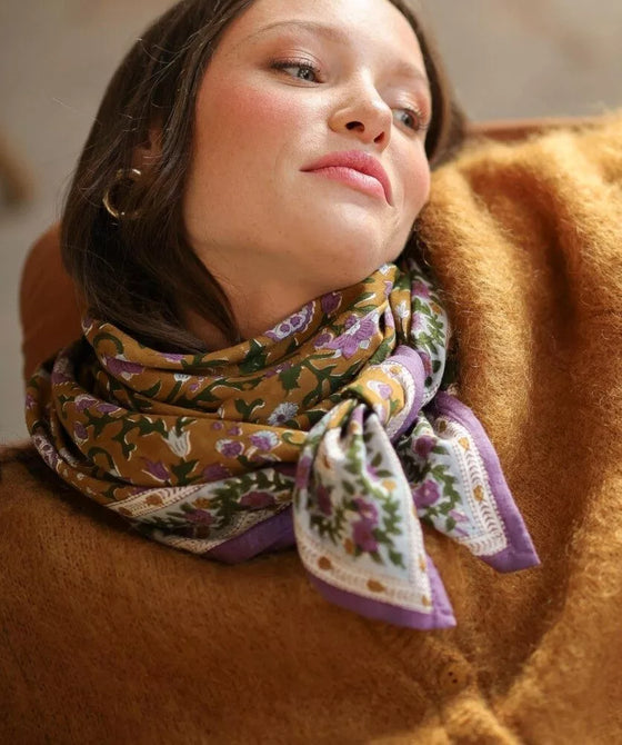 foulard fleuri Hope safran pour enfant et adulte Bellemme – foulard bohème famille