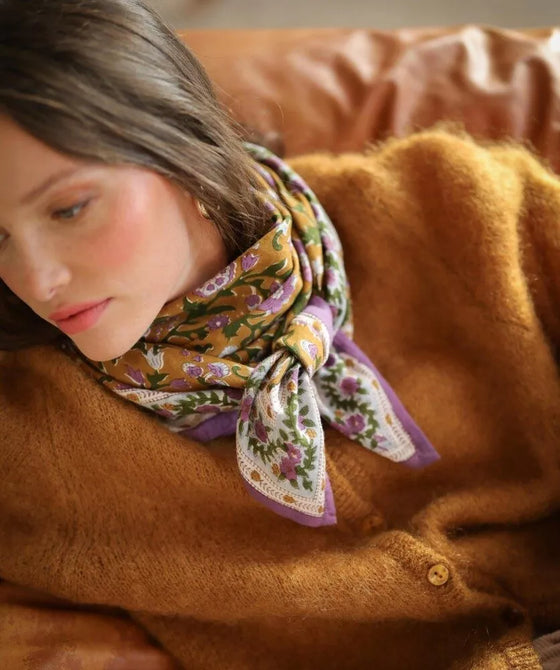 foulard fleuri Hope safran pour enfant et adulte Bellemme – foulard bohème famille