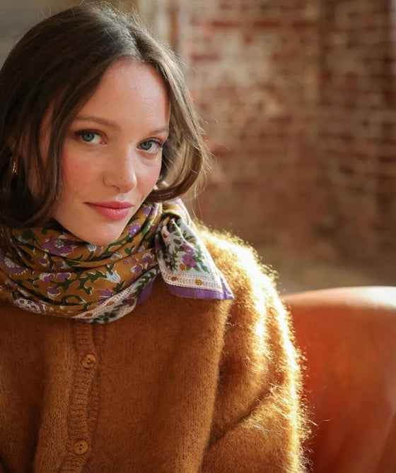 foulard fleuri Hope safran pour enfant et adulte Bellemme – foulard bohème famille
