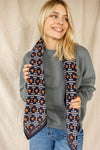 Foulard Apaches Collections Amor Meteorite – damier noir & blanc, cœurs terracotta