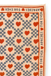 Foulard Apaches Collections Amor Sand – damier gris & cœurs terracotta sur fond beige