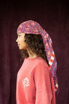 Foulard Apaches Collections Cactus Cherry – Accessoire en coton, grand ou petit modèle, imprimé original rouge et prune.