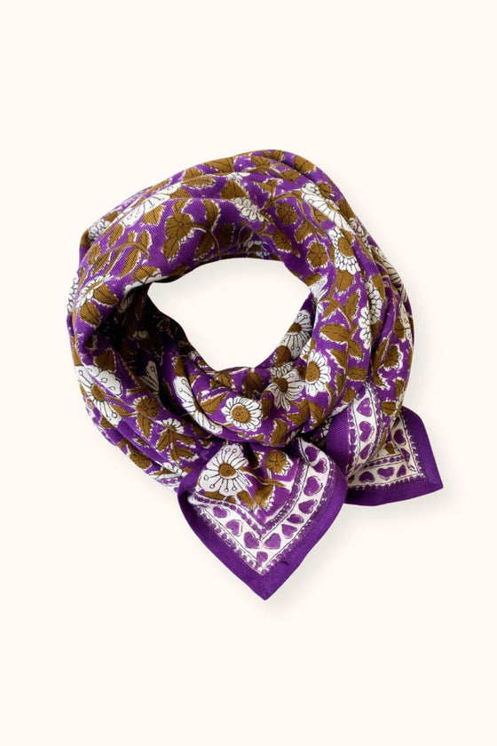 Petit foulard Manika et grand foulard Latika Coeur Violet Apaches Collections.