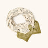 Foulard coton écru et kaki imprimé animaux et carreaux Pongo Apaches Collections.