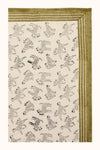Foulard coton écru et kaki imprimé animaux et carreaux Pongo Apaches Collections.