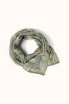 Foulard coton vert imprimé animaux et carreaux style bandana