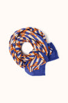 Grand ou petit foulard coton bleu rayé imprimé orange Homard Sébastien Apaches Collections