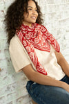 Foulard Apaches Collections Wonderful Fire rouge et écru – accessoire mode famille