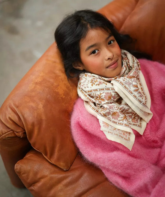 Foulard Rhapsody Poudre Bellêmme en coton fleuri – foulard mère-fille