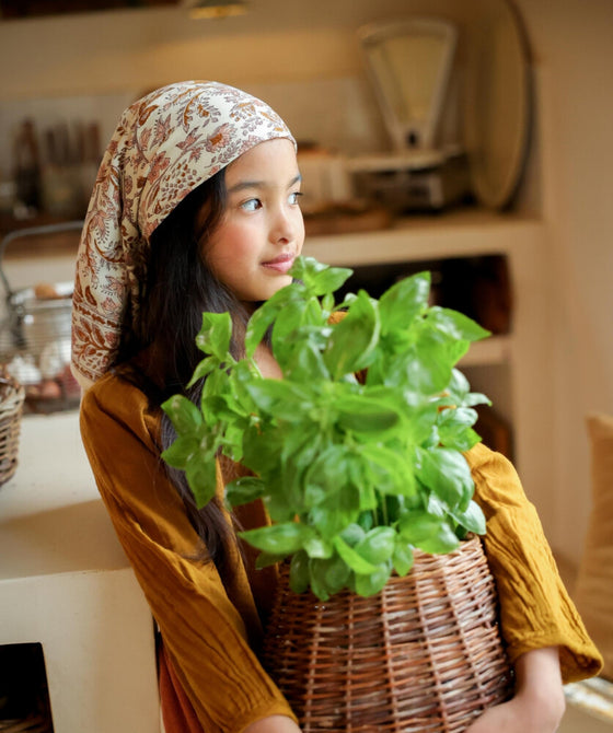 Foulard Rhapsody Poudre Bellêmme en coton fleuri – foulard mère-fille
