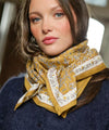 foulard femme fleuri moutarde scarlett gold foulard bohème chic carré cheveux cou 50x50 100x100 cm