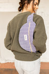 Grand sac banane Keli Khadi Violet Apaches Collections - banane matelassée vichy violet, accessoire mode concept store famille
