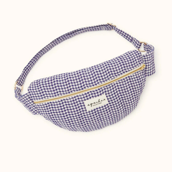 Grand sac banane Keli Khadi Violet Apaches Collections - banane matelassée vichy violet, accessoire mode concept store famille