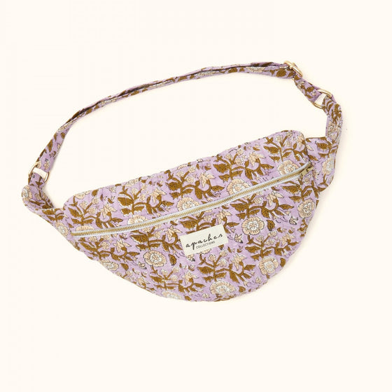 Grand sac banane Keli Soleil Lavande Apaches Collections - banane matelassée imprimé fleuri violet pour familles et enfants
