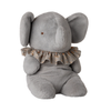 Grande peluche éléphant bleu gris Maileg avec collerette fleurie