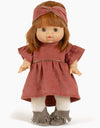 Headband croisé en milleraie pour poupées Gordis, couleur marsala, marque Minikane.