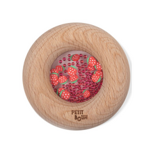 Hochet sensoriel en bois Petit Boum Donut Fraises avec perles roses et fruits
