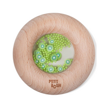  Hochet sensoriel Petit Boum en bois, modèle Donut Kiwis avec perles vertes