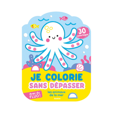  Cahier Auzou Je colorie sans dépasser Les animaux de la mer – 30 coloriages fluo pour enfants dès 3 ans