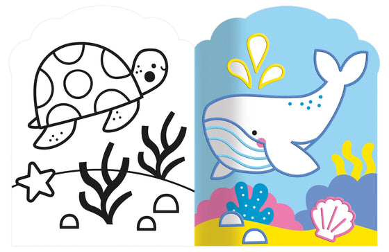 Cahier Auzou Je colorie sans dépasser Les animaux de la mer – 30 coloriages fluo pour enfants dès 3 ans