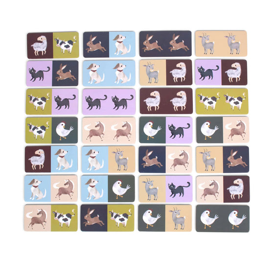 Jeu de dominos animaux de la ferme Filibabba 28 pièces - jeu éducatif en carton pour enfants dès 3 ans