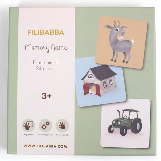 Jeu Memory animaux de la ferme Filibabba - 24 pièces éducatives pour enfants