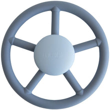  Jouet sensoriel bébé Mushie en silicone bleu en forme de volant