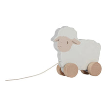  Jouet à tirer en bois avec sa corde, mouton, collection Little Farm, marque Little Dutch.