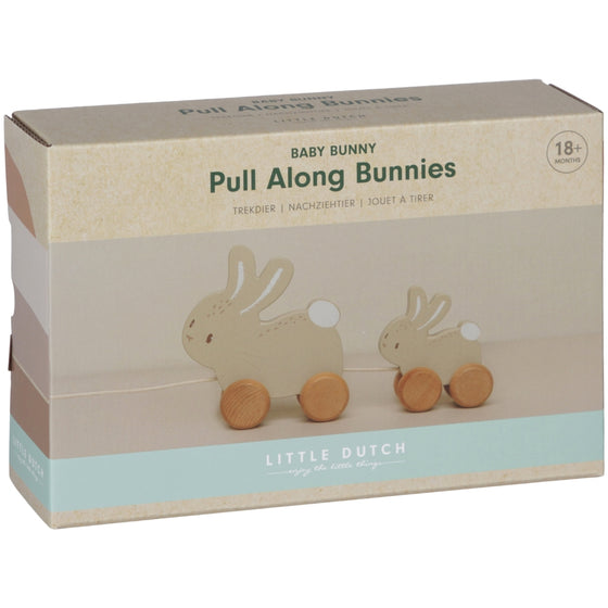 Jouets à tirer en bois lapins Baby Bunny Little Dutch. Jouet d'éveil pour bébé.