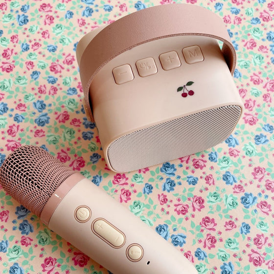 Micro karaoké et enceinte enfant Konges Slojd rose motif cerise