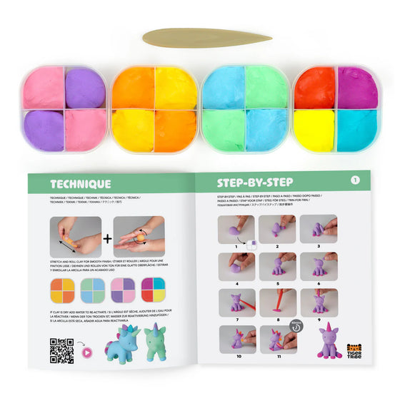 Kit créatif pâte auto-durcissante licorne Claytopia Tiger Tribe – Ma Biche concept store