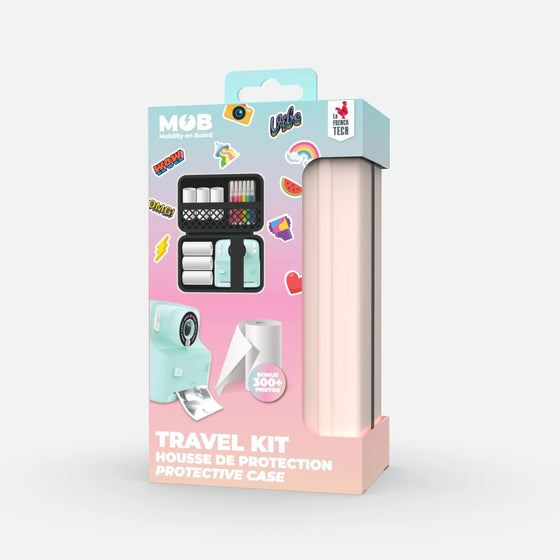Kit voyage imprimante photo Pixi MOB avec housse, stickers et rouleaux papier