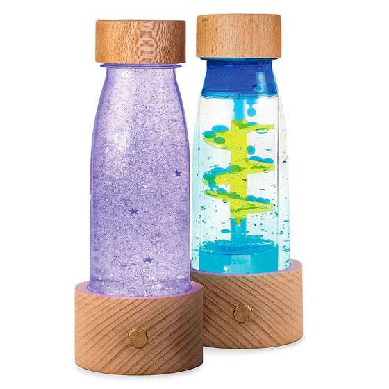Socle lumineux en bois pour bouteille sensorielle - Petit Boum