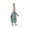 Lapin Maileg taille 1 en salopette maille bleue peluche miniature enfant