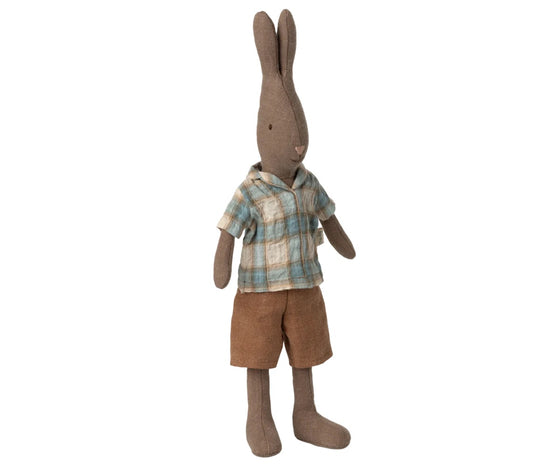 Tenue Maileg pour lapin taille 2 avec chemise à carreaux et short marron