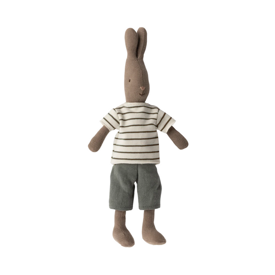 Lapin taille 2 marron et t-shirt rayé Maileg.