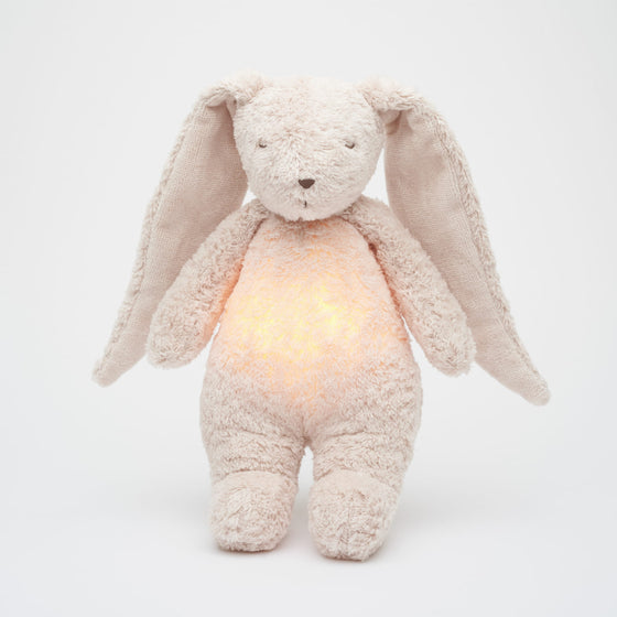 Lapin Vintage Rose Moonie veilleuse bruits blancs pour bébé.