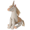 Licorne Maileg Médium en tissu beige avec corne dorée et selle brodée