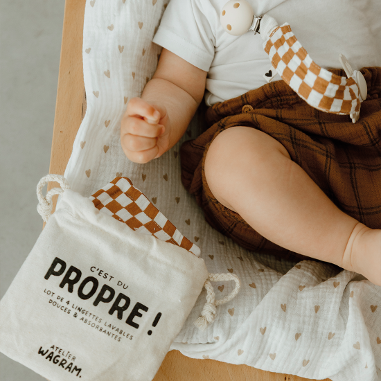 Lot de 4 lingettes - Damier - Atelier Wagram