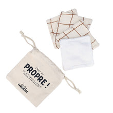  Lot de 4 lingettes lavables grands carreaux Atelier Wagram – accessoires zéro déchet pour bébé et famille