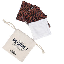  Lot de 4 lingettes lavables Léopard marron Atelier Wagram – accessoires zéro déchet pour bébé et famille