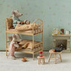 Lit superposé Maileg pour souris avec literie et structure en métal beige