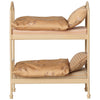 Lit superposé Maileg pour souris avec literie et structure en métal beige