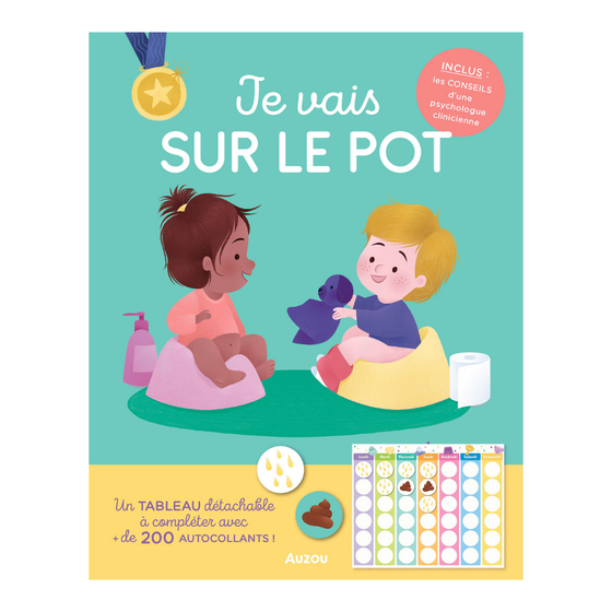 Livre Je vais sur le pot Auzou, apprentissage de la propreté avec tableau et autocollants