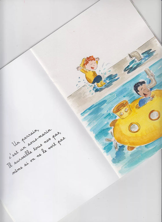 Couverture du livre poétique "Parrain – Un parrain, c’est un magicien" à offrir en cadeau – illustration festive et colorée