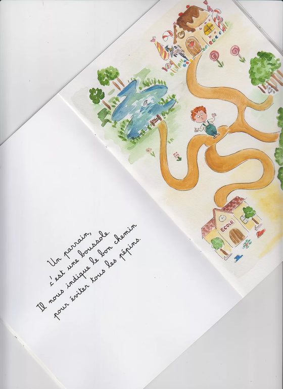 Couverture du livre poétique "Parrain – Un parrain, c’est un magicien" à offrir en cadeau – illustration festive et colorée